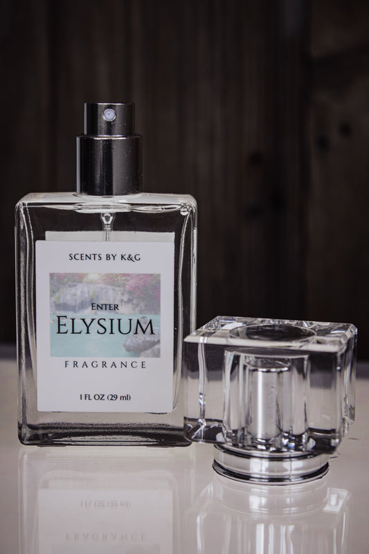 Enter Elysium Fragrance bottle and top