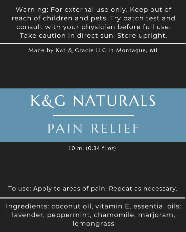 K&G Naturals pain relief rollerball label