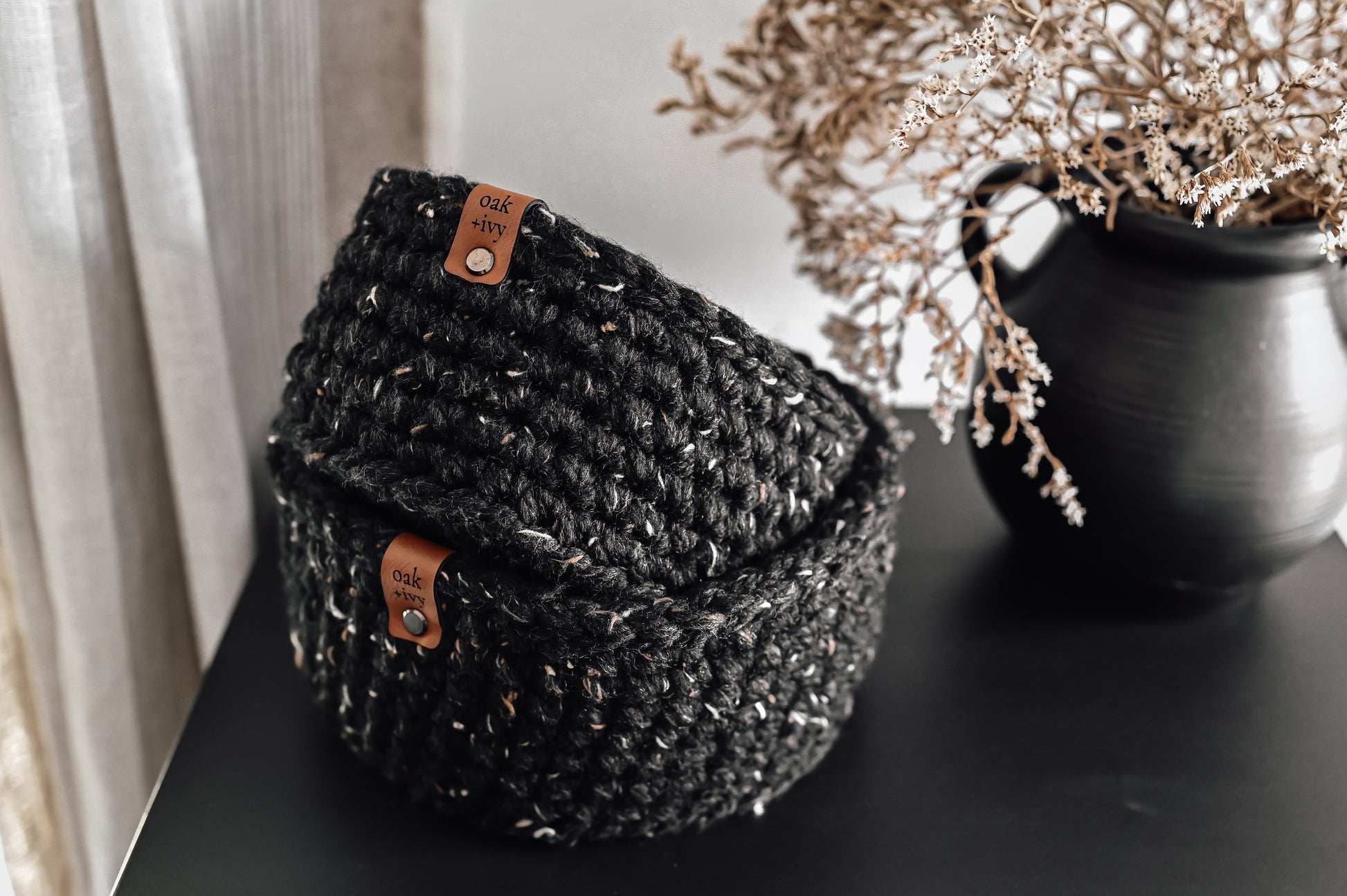 crocheted-black-nesting-baskets